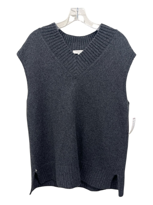 Lafayette 148 Size M Dark Gray Cashmere & Wool Knit Ribbed Hem Oversized Vest Dark Gray / M