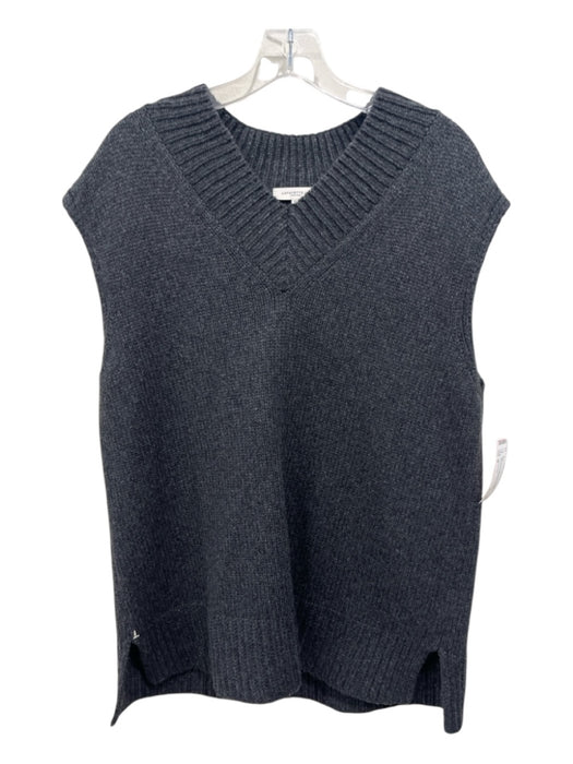 Lafayette 148 Size M Dark Gray Cashmere & Wool Knit Ribbed Hem Oversized Vest Dark Gray / M
