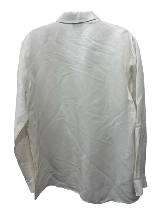 Chloe Kristyn Size L Cream White Cupro, Linen, Tencel Long Sleeve Buttons Top Cream White / L