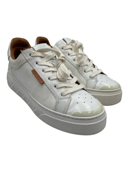Tory Burch Shoe Size 8.5 White Leather Perforated Rubber Sole Low Top Sneakers White / 8.5