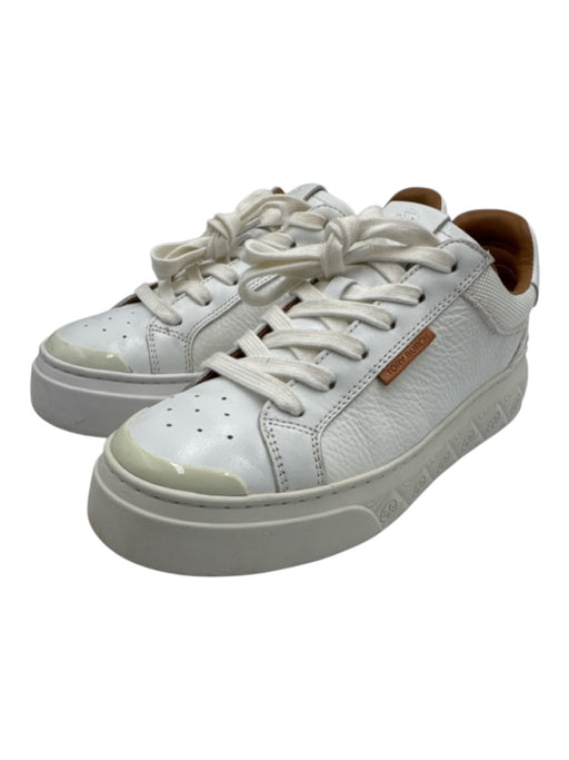 Tory Burch Shoe Size 8.5 White Leather Perforated Rubber Sole Low Top Sneakers White / 8.5