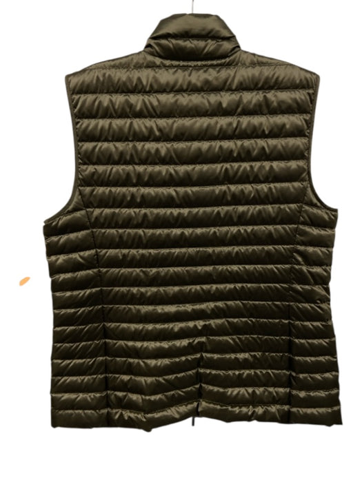 Lafayette 148 Size L Olive Green Nylon Goose Down Quilted Full Zip Vest Olive Green / L