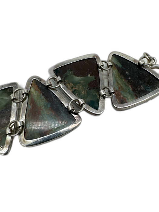 Charles Albert Silver, Blue & Brown 925 Sterling Silver Toggle Clasp Bracelet Silver, Blue & Brown