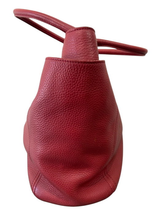 Prada Red Leather Pebbled Solid Hand & Shoulder Bag Magnetic Close Bag Red / L