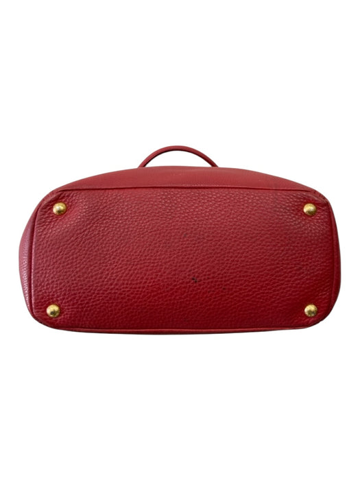 Prada Red Leather Pebbled Solid Hand & Shoulder Bag Magnetic Close Bag Red / L