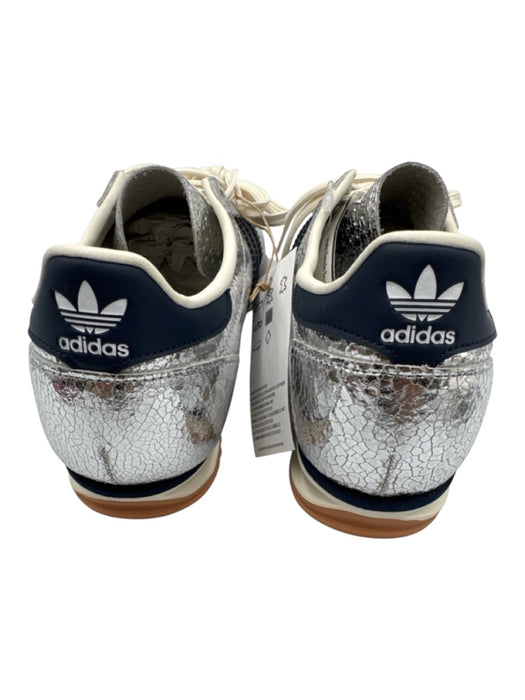 Adidas Shoe Size 8.5 Silver & Navy Leather Crackled Low Top Sneakers Silver & Navy / 8.5