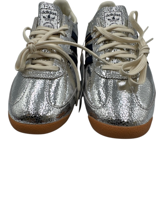Adidas Shoe Size 8.5 Silver & Navy Leather Crackled Low Top Sneakers Silver & Navy / 8.5