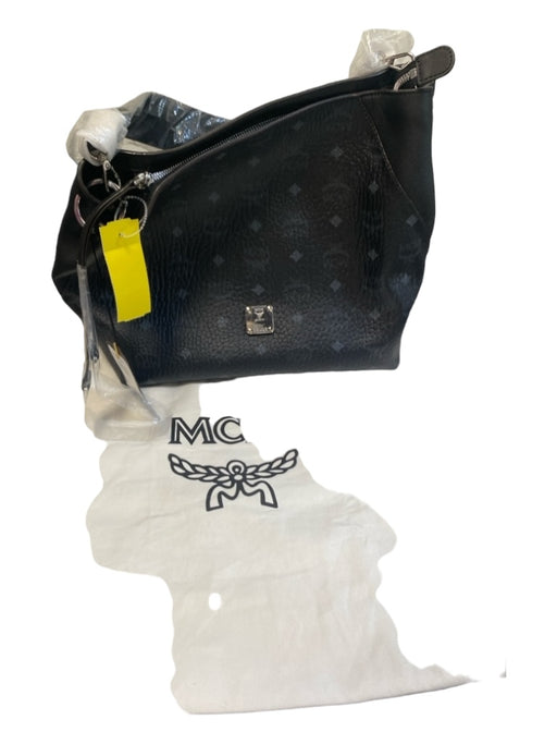 MCM Black Leather Shoulder Strap Pocket Zip Logo Detail Bag Black / Medium