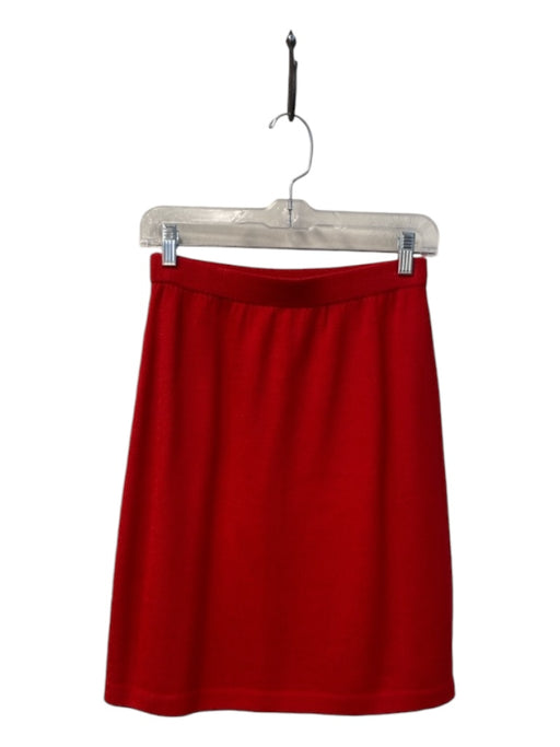 St John Collection Size 4 Red Knit Elastic Waist Knee Length Straight Cut Skirt Red / 4