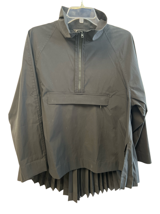 Athleta Size M Black Nylon Blend Pleated High Neck Kangaroo Pouch Poncho Jacket Black / M