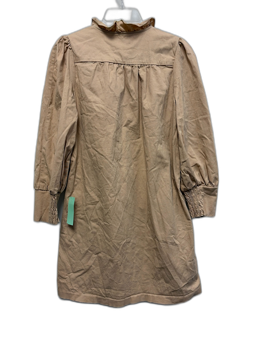 Pomander Place Size XS Khaki Beige Cotton Blend Long Balloon Sleeve Dress Khaki Beige / XS
