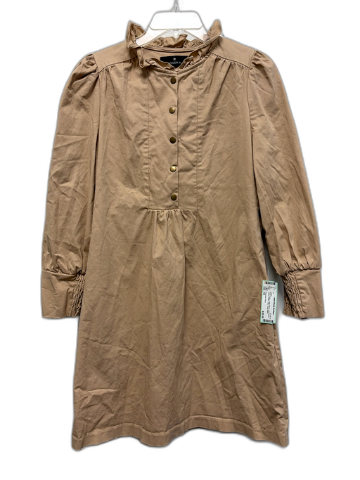 Pomander Place Size XS Khaki Beige Cotton Blend Long Balloon Sleeve Dress Khaki Beige / XS