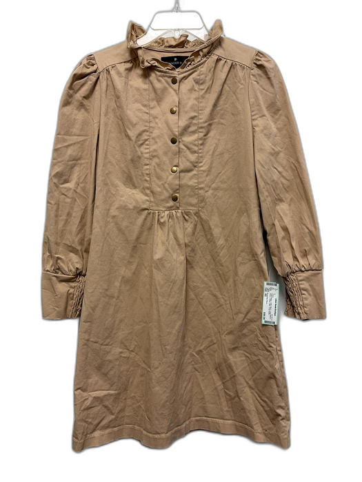 Pomander Place Size XS Khaki Beige Cotton Blend Long Balloon Sleeve Dress Khaki Beige / XS