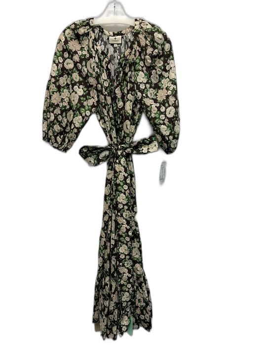 Tuckernuck Size S Brown, Green & White Cotton Floral 3/4 Balloon Sleeve Dress Brown, Green & White / S