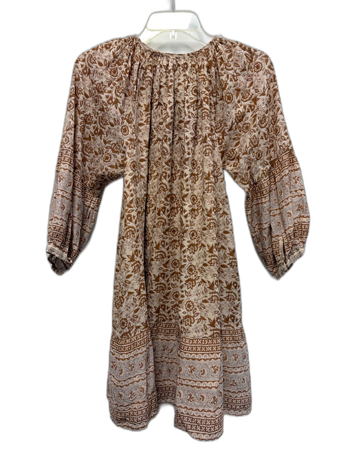 Cleobella Size S Beige & Brown Cotton Floral 3/4 Balloon Sleeve Dress Beige & Brown / S