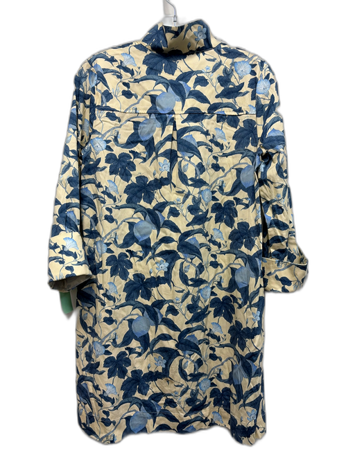 Tuckernuck Size XS Cream & Blue Cotton Blend Botanical Cuffed Dress Cream & Blue / XS