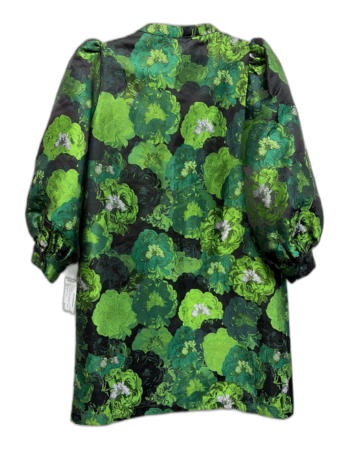 Pomander Place Size S Black & Green Polyester Floral Jacquard Dress Black & Green / S