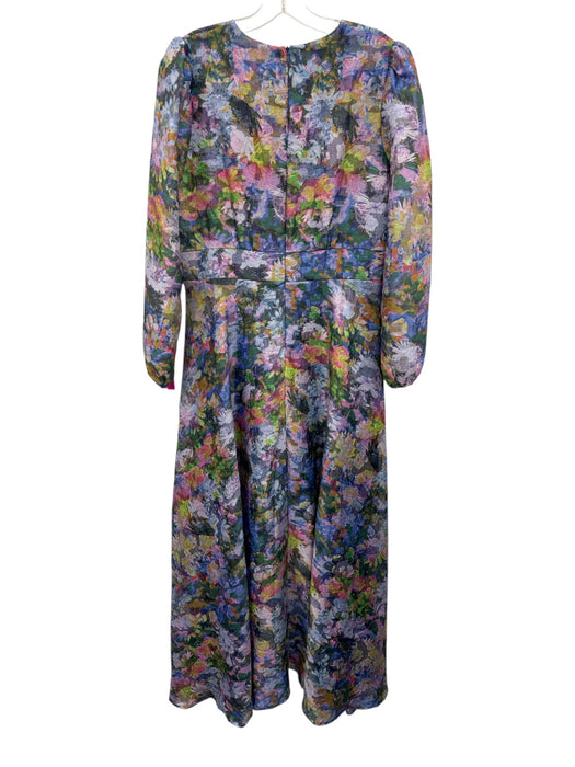 Abbey Glass Size L Blue & Multi Polyester Long Sleeve Maxi Floral Buttons Dress Blue & Multi / L