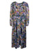 Abbey Glass Size L Blue & Multi Polyester Long Sleeve Maxi Floral Buttons Dress Blue & Multi / L