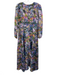 Abbey Glass Size L Blue & Multi Polyester Long Sleeve Maxi Floral Buttons Dress Blue & Multi / L