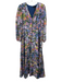 Abbey Glass Size L Blue & Multi Polyester Long Sleeve Maxi Floral Buttons Dress Blue & Multi / L