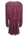 A.L.C. Size 10 Pink, Purple, Multi Silk Long Sleeve All Over Print V Neck Dress Pink, Purple, Multi / 10