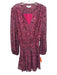 A.L.C. Size 10 Pink, Purple, Multi Silk Long Sleeve All Over Print V Neck Dress Pink, Purple, Multi / 10