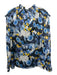 Lela Rose Size 14 Navy, Blue, Yellow Cotton Long Sleeve Floral high neck Dress Navy, Blue, Yellow / 14
