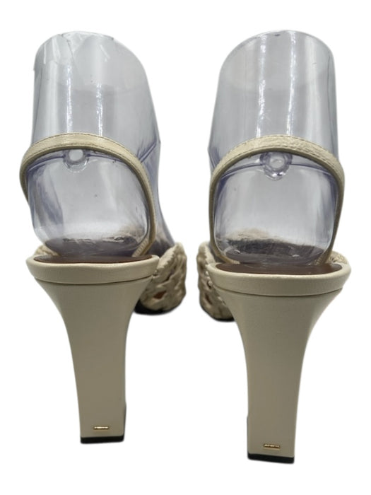 Giuseppe Zanotti Shoe Size 38 White & Brown Leather Woven Block Heel Pumps White & Brown / 38