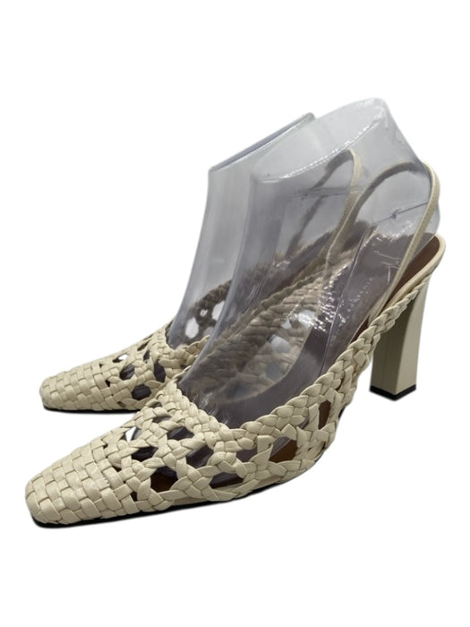 Giuseppe Zanotti Shoe Size 38 White & Brown Leather Woven Block Heel Pumps White & Brown / 38
