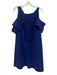 Chiara Boni Size 50 Blue Polymide & Elastane Wide Neck Ruffle Cap Sleeve Dress Blue / 50
