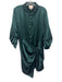 Cinq a Sept Size 14 Dark Green Silk Long Sleeve Satin Button Front Dress Dark Green / 14