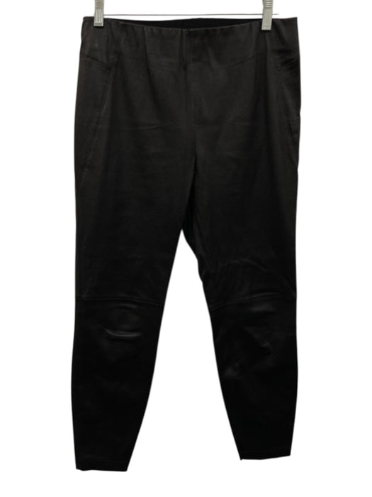 Lafayette 148 Size Medium Black Lamb leather Elastic Waist High Rise Leggings Black / Medium