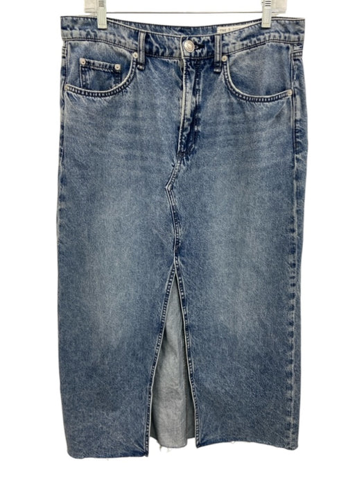 Rag & Bone Size 31 Medium Wash Cotton Midi Denim Button Fly Pockets Skirt Medium Wash / 31