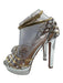 Aquazzura Shoe Size 38.5 Silver & Gold Patent Leather Peep Toe Cut Outs Pumps Silver & Gold / 38.5