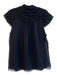 Diane Von Furstenberg Size 12 Black Silk & Viscose Short Sleeve Cap Sleeve Top Black / 12