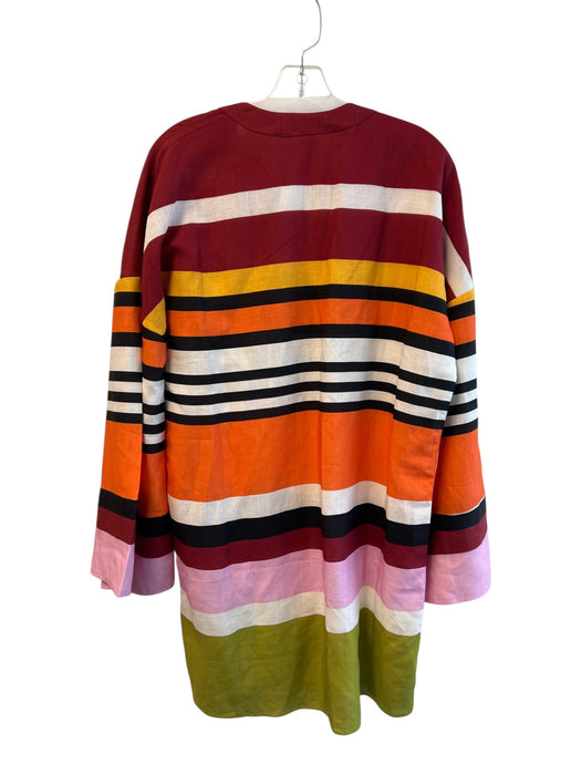 Cala de la Cruz Size M Multi Linen Long Sleeve Deep V neck Stripes Tunic Multi / M