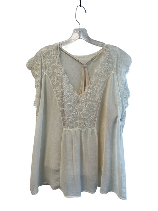 No Brand Size Est S Ivory Polyester V Neck Lace Detail Cap Sleeve Cami Inc. Top Ivory / Est S