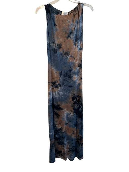 Dissh Size L Blue & Beige Viscose Round Neck Sleeveless Tie Dye Maxi Dress Blue & Beige / L