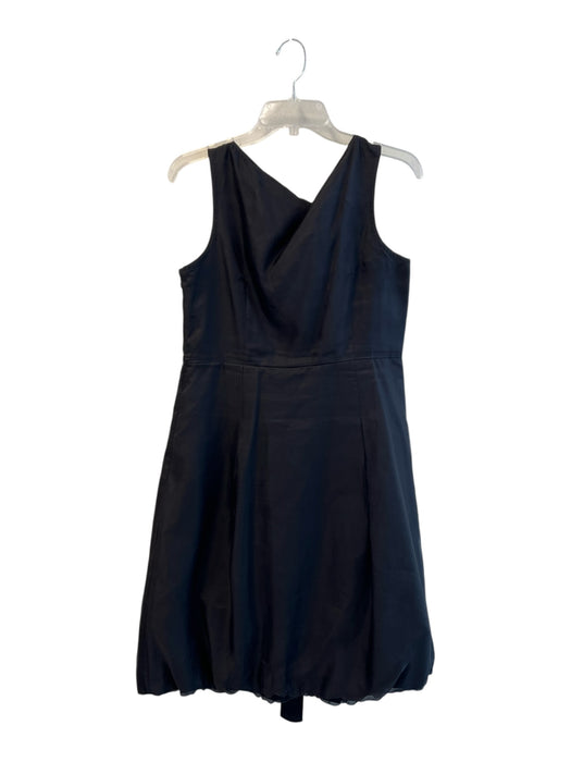 Saks Fifth Ave Size 12 Black Silk Round Neck Sleeveless Belted Below knee Dress Black / 12