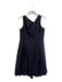 Saks Fifth Ave Size 12 Black Silk Round Neck Sleeveless Belted Below knee Dress Black / 12
