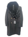 Elisabetta Franchi Size M Black Silk & Leather Faux Fur Double Breast Coat Black / M