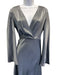 St. John Size 6 Gray Triacetate Blend Satin Long Flare Sleeve V Neck Dress Gray / 6