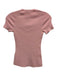 Maje Size 1 Light Pink Viscose Blend Ribbed Knit Short Sleeve Top Light Pink / 1