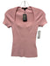 Maje Size 1 Light Pink Viscose Blend Ribbed Knit Short Sleeve Top Light Pink / 1