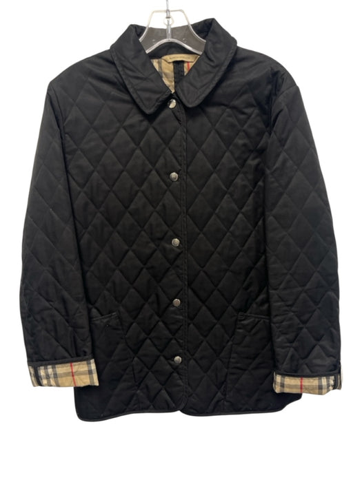 Burberry London Size Small Black Polyester Long Sleeve Quilted Pockets Jacket Black / Small