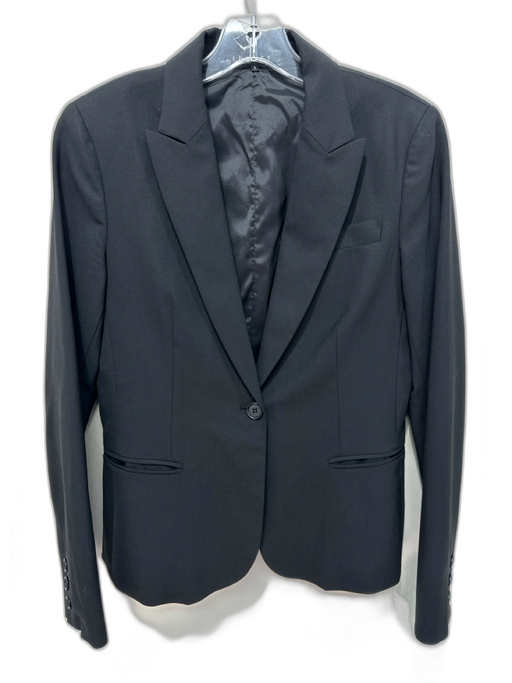 Theory Size 6 Black Wool Blend Button Front Blazer Jacket Black / 6
