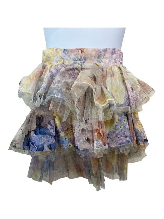 Zimmermann Size 3 White, Purple, Yellow Polyester Blend Tiered Tulle Skirt White, Purple, Yellow / 3