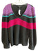 Marc Jacobs Size XL Black Pink Purple Acetate Knit V Neck Long Sleeve Sweater Black Pink Purple / XL