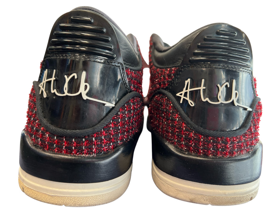 Jordan Shoe Size 9 Red & Black Leather Tweed Round Toe Lace Up Sneaker Shoes Red & Black / 9